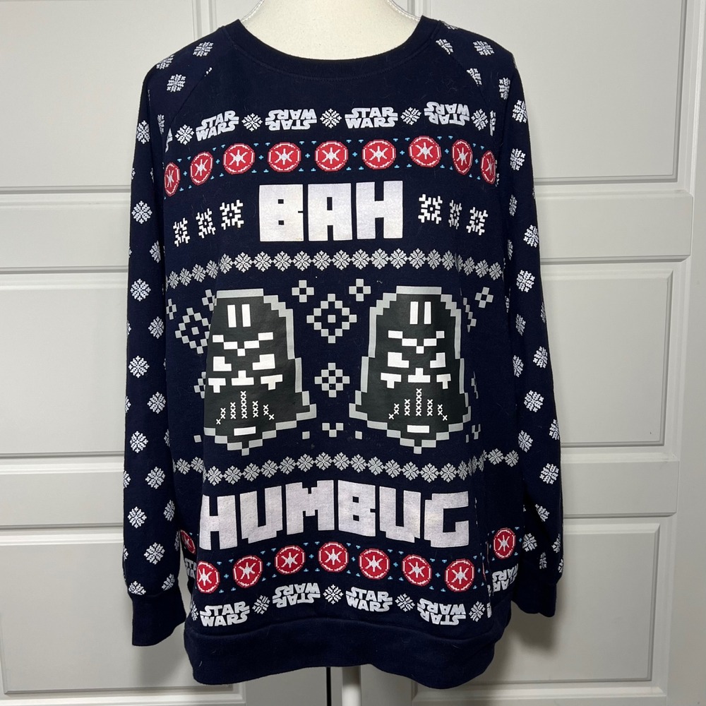 Star Wars Darth Vader Ugly Christmas Sweater Tee Shirt Long Sleeve Junior XL